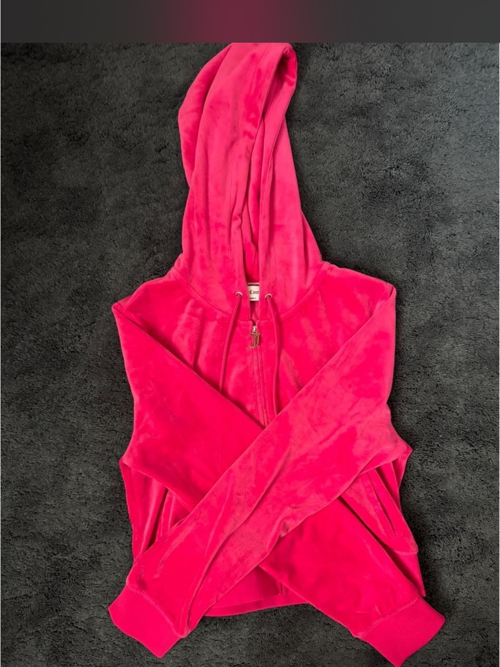 Hot Pink Juicy Couture Zip Up with Rhinestone Back